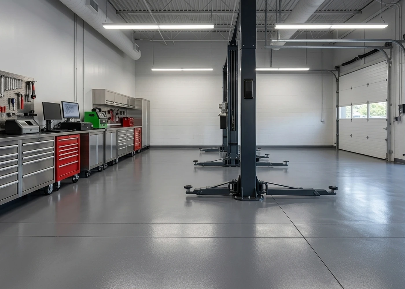 Auto shop bay floor