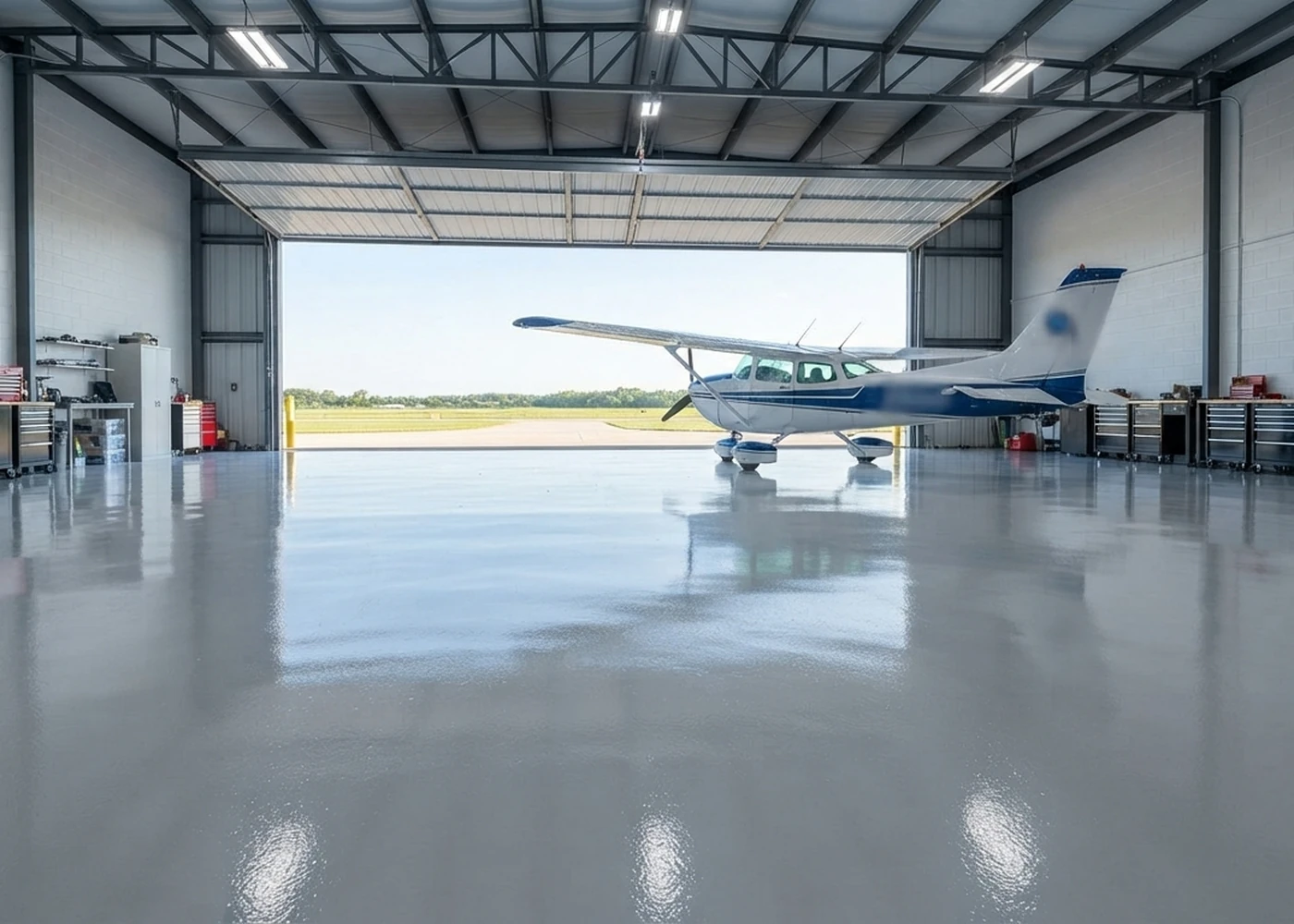 Aircraft hangar floor