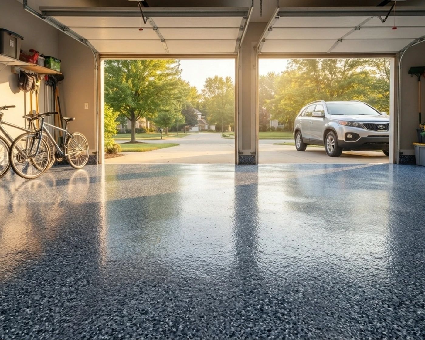 Two-car garage in the Tidal Wave blend
